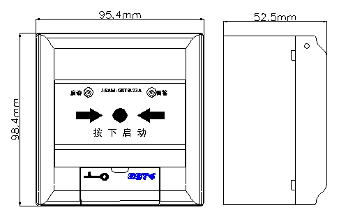 海灣J-SAM-GST9123A消火栓按鈕外形示意圖